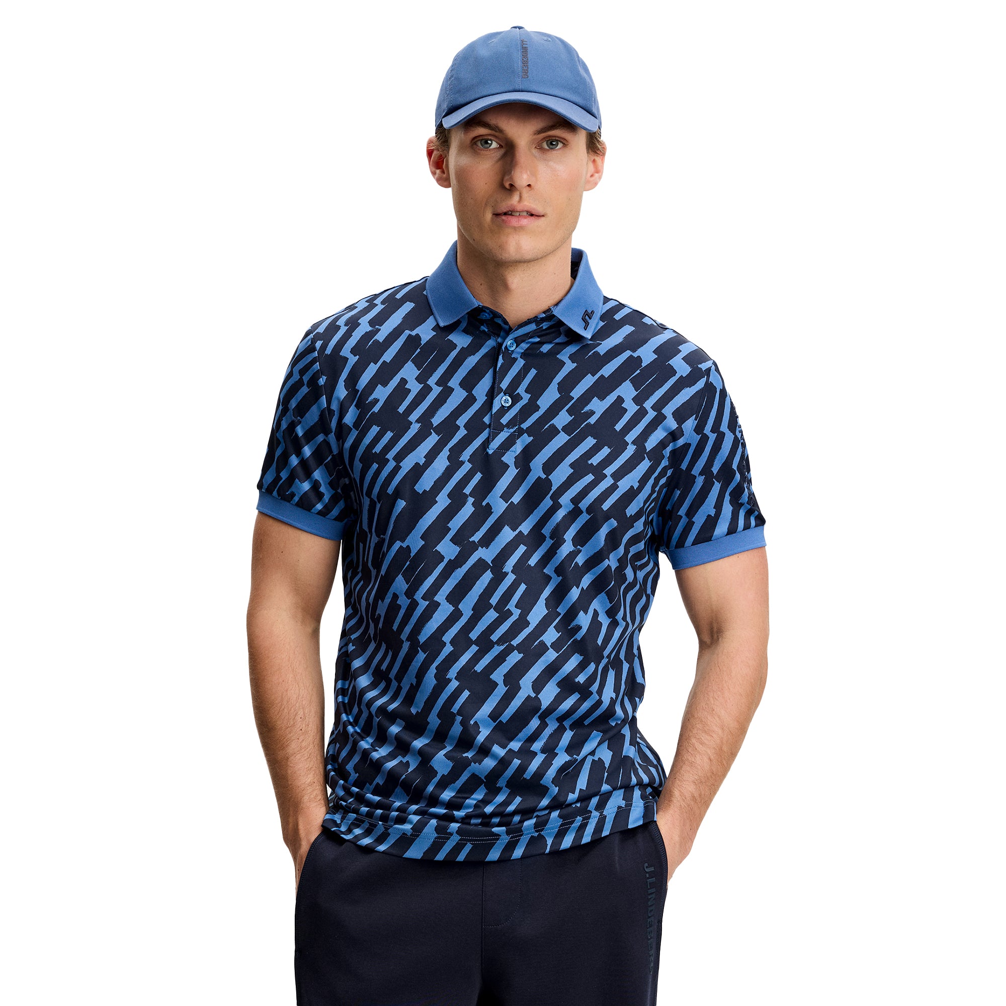 J.Lindeberg Golf Tour Tech Print Polo Shirt SS26 - Oak Federal