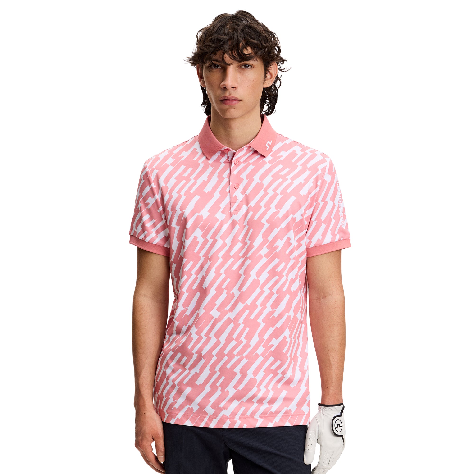 J.Lindeberg Golf Tour Tech Print Polo Shirt FW25 - Warp Forest