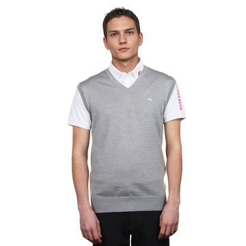 J.Lindeberg Golf Liam Knitted Vest SS25 Light Grey Melange U199