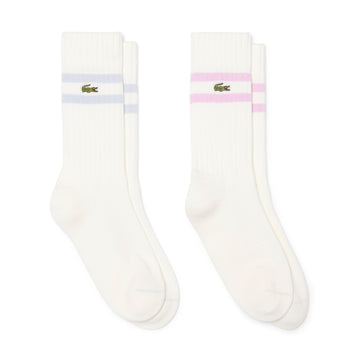 Lacoste 2 Pack Ribbed Cotton Crew Socks