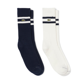 Lacoste 2 Pack Ribbed Cotton Crew Socks