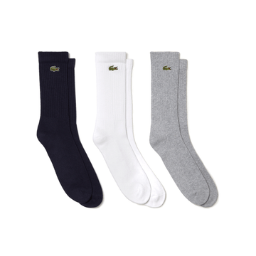Lacoste 3 Pack Crew Cut Socks Grey TYA