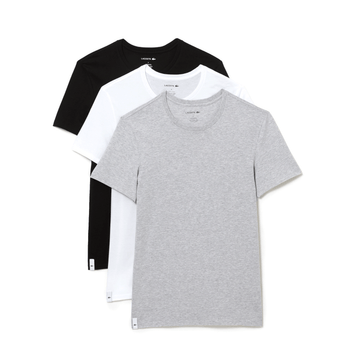 Lacoste Basic Cotton Tee Shirt - 3 Pack White/Silver Chine/Black BXY