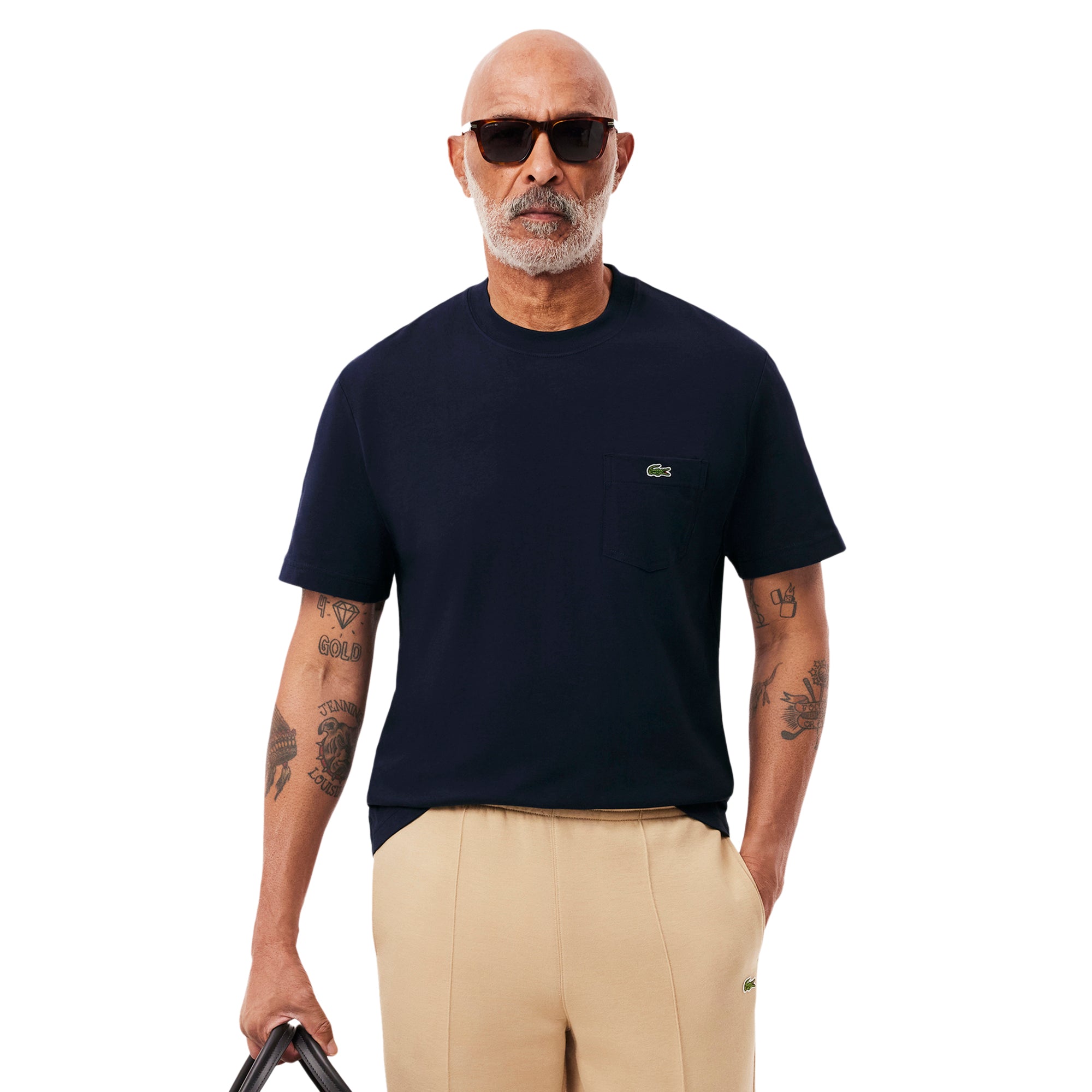 Lacoste Chest Pocket Cotton Tee Shirt Navy 166