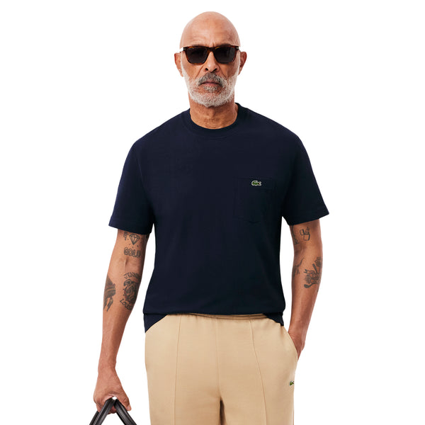 Lacoste｜ (Cotton T-shirt With Breast Pocket (TH2827-166 Lacoste Chest Pocket Cotton Tee Shirt - Navy 166 - TH2827