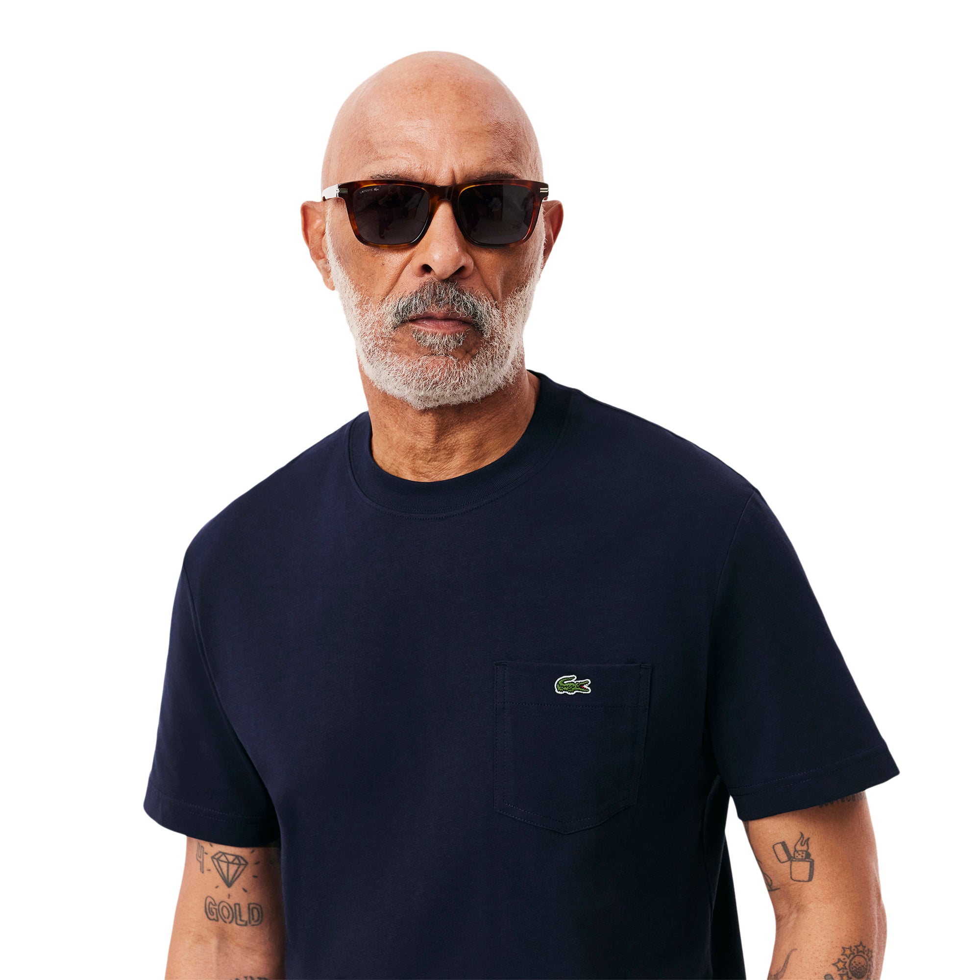 Lacoste Chest Pocket Cotton Tee Shirt Navy 166