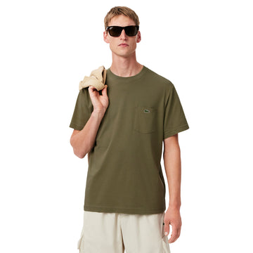 Lacoste Chest Pocket Cotton Tee Shirt Khaki BMY