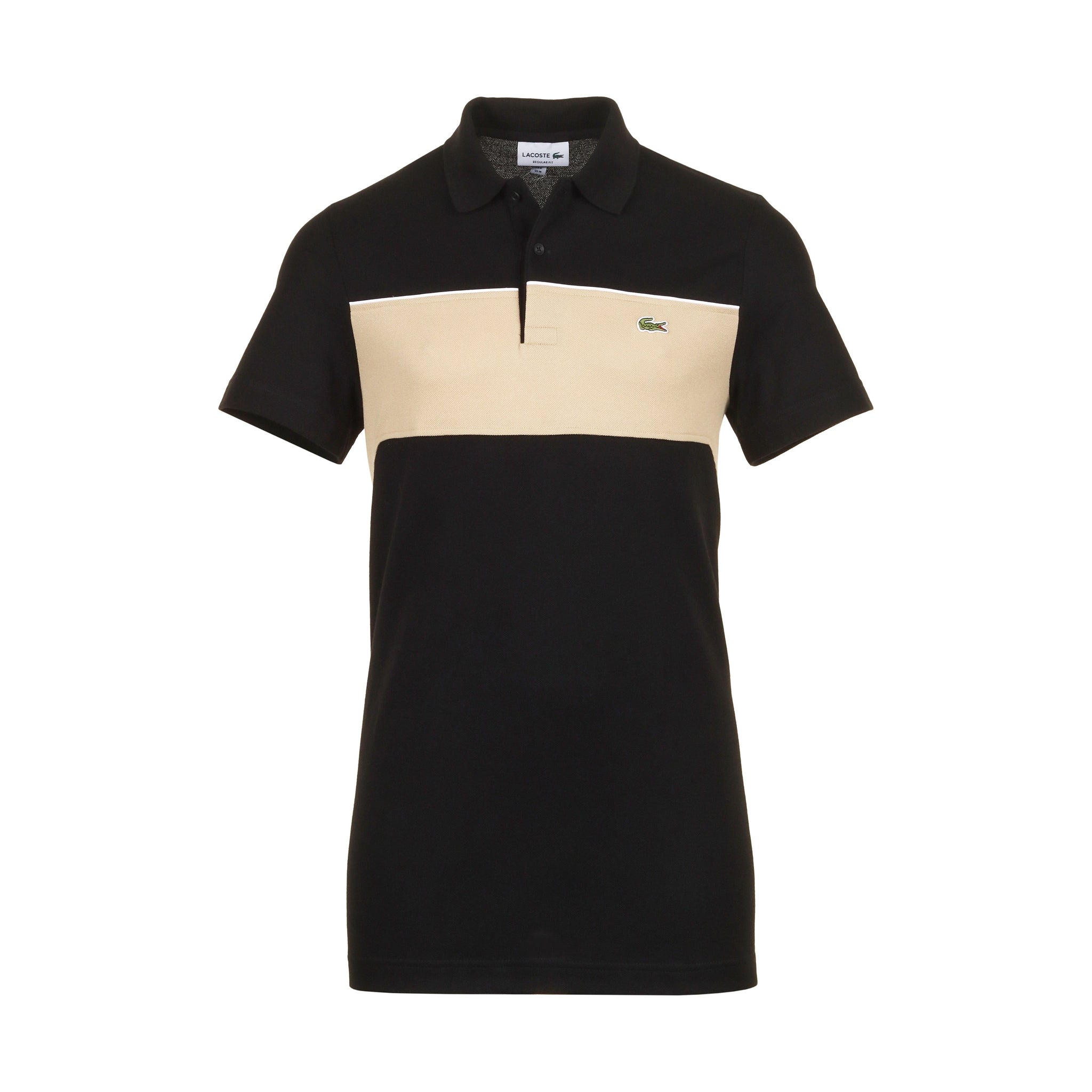 Lacoste Classic Colour Block Pique Polo Shirt Black/Beige CMB