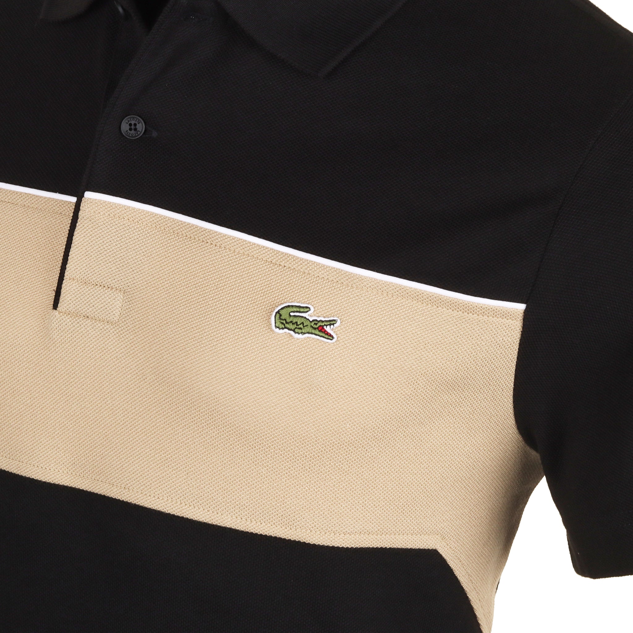 Lacoste Classic Colour Block Pique Polo Shirt Black/Beige CMB