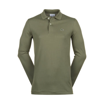 Lacoste Classic LS Pique Polo Shirt Khaki BMY