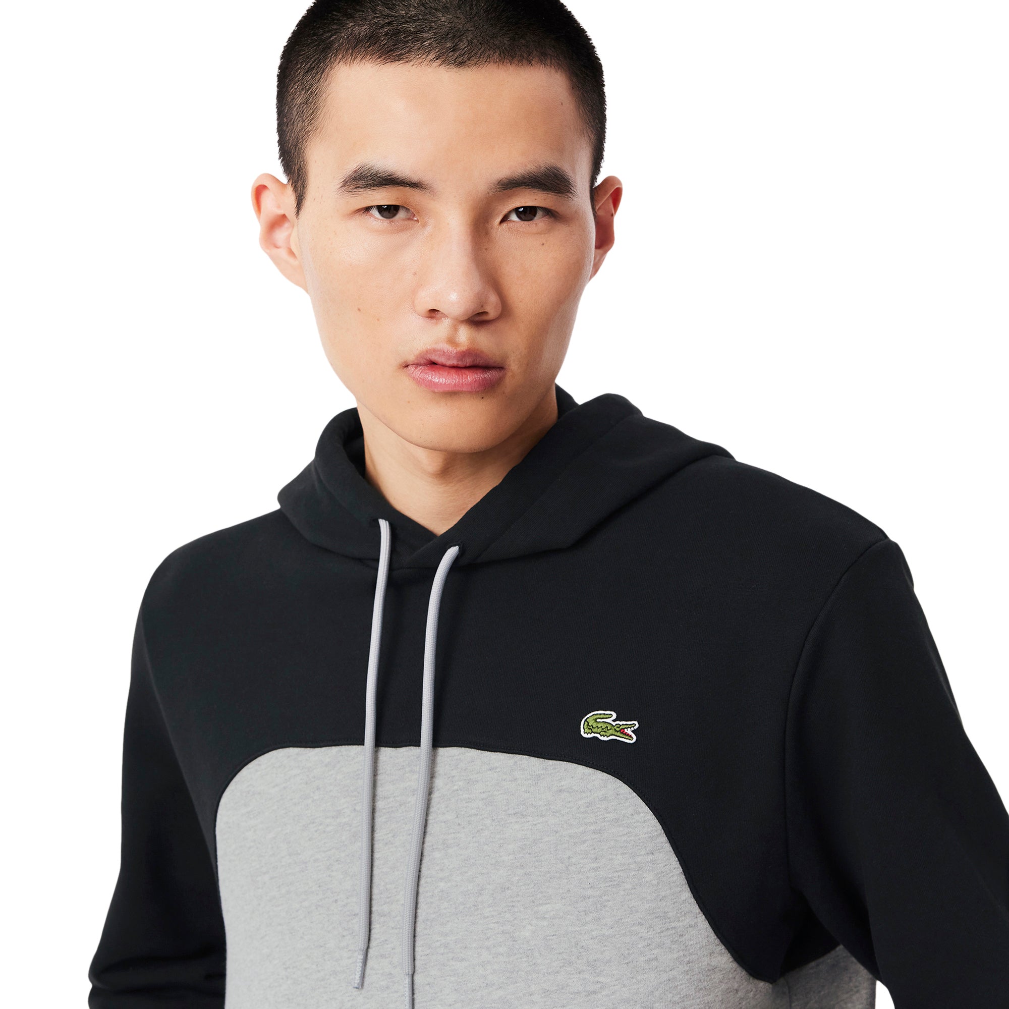 Lacoste Colour Block Hooded Sweater Grey Chine/Black LY3