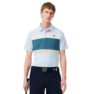 Lacoste Golf Colour Block Polo Shirt Light Blue/Blue/White H9I
