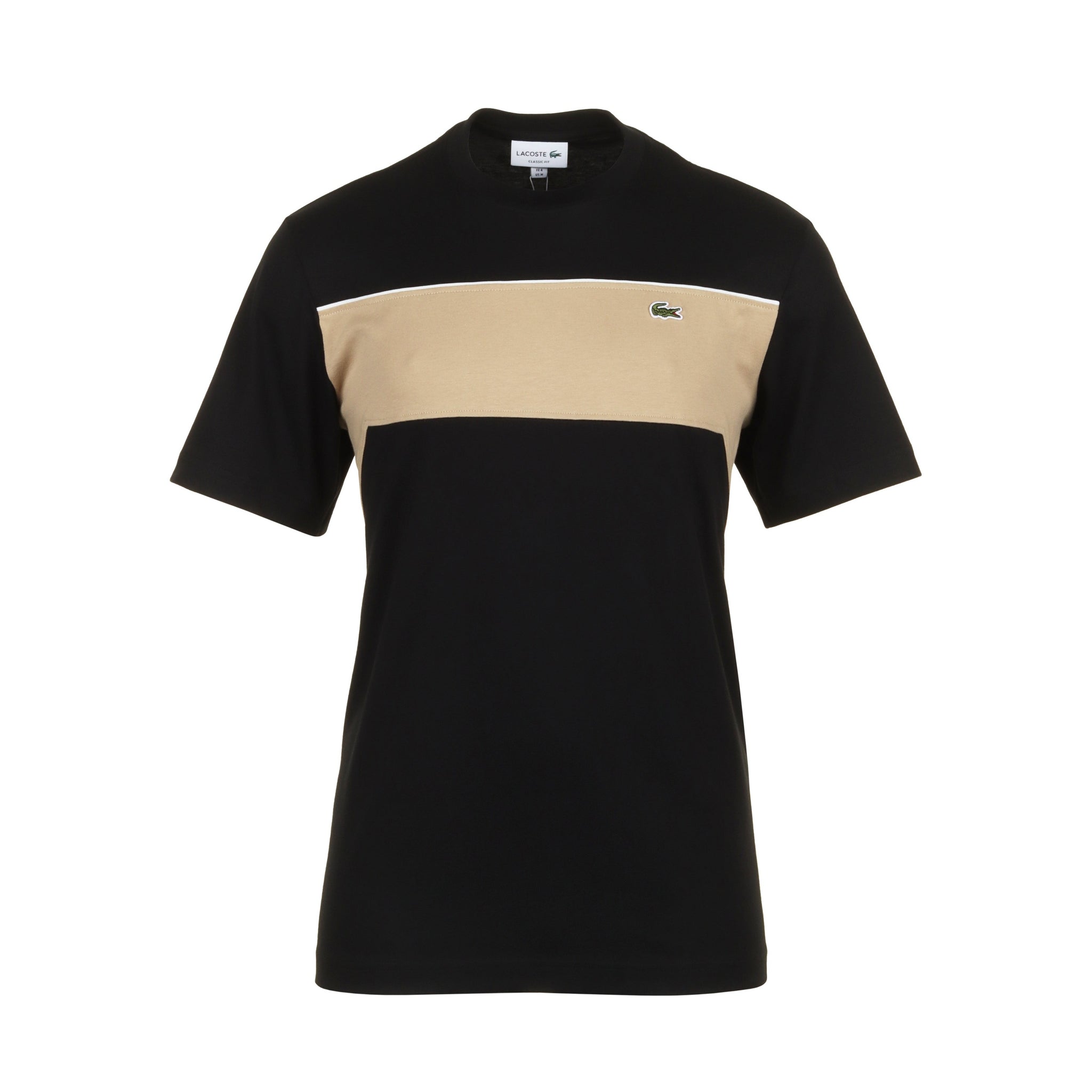 Lacoste Colour Block Tee Shirt Black/Beige CMB