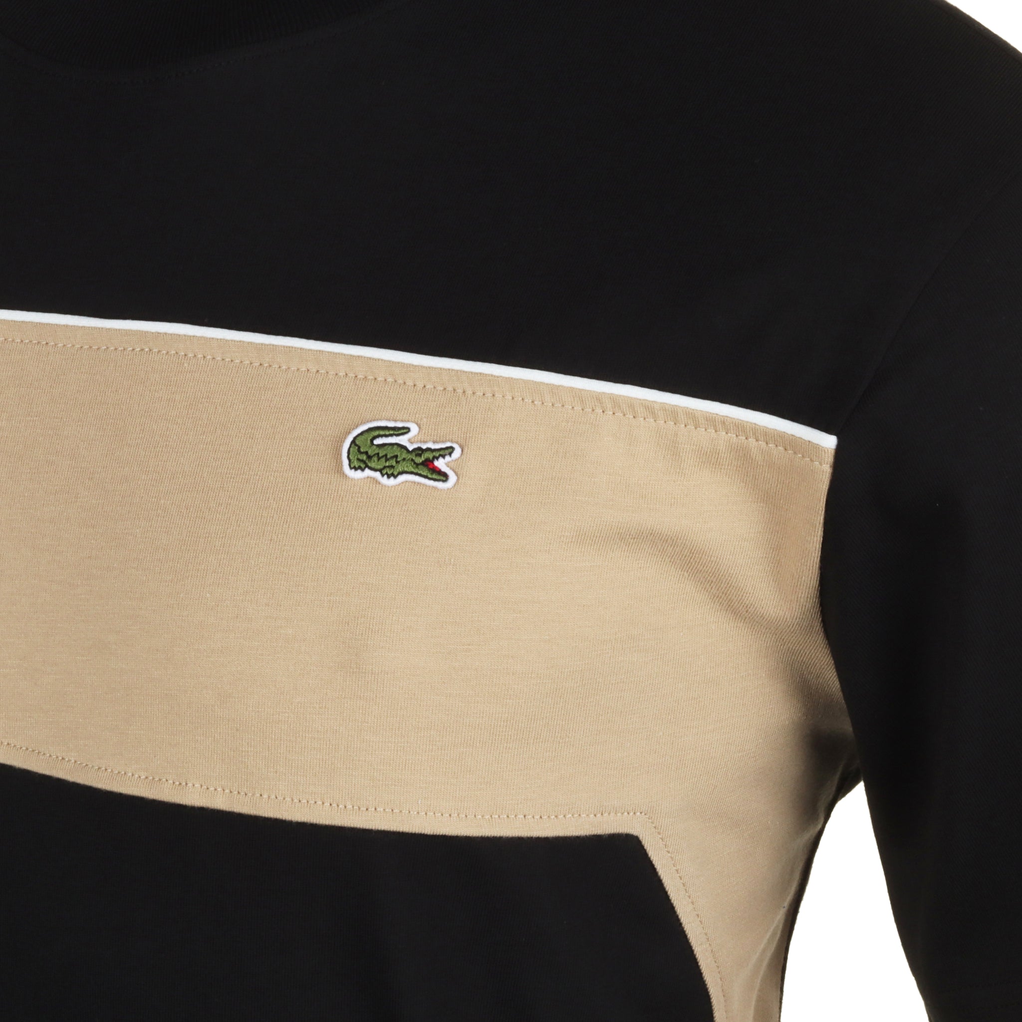Lacoste Colour Block Tee Shirt Black/Beige CMB
