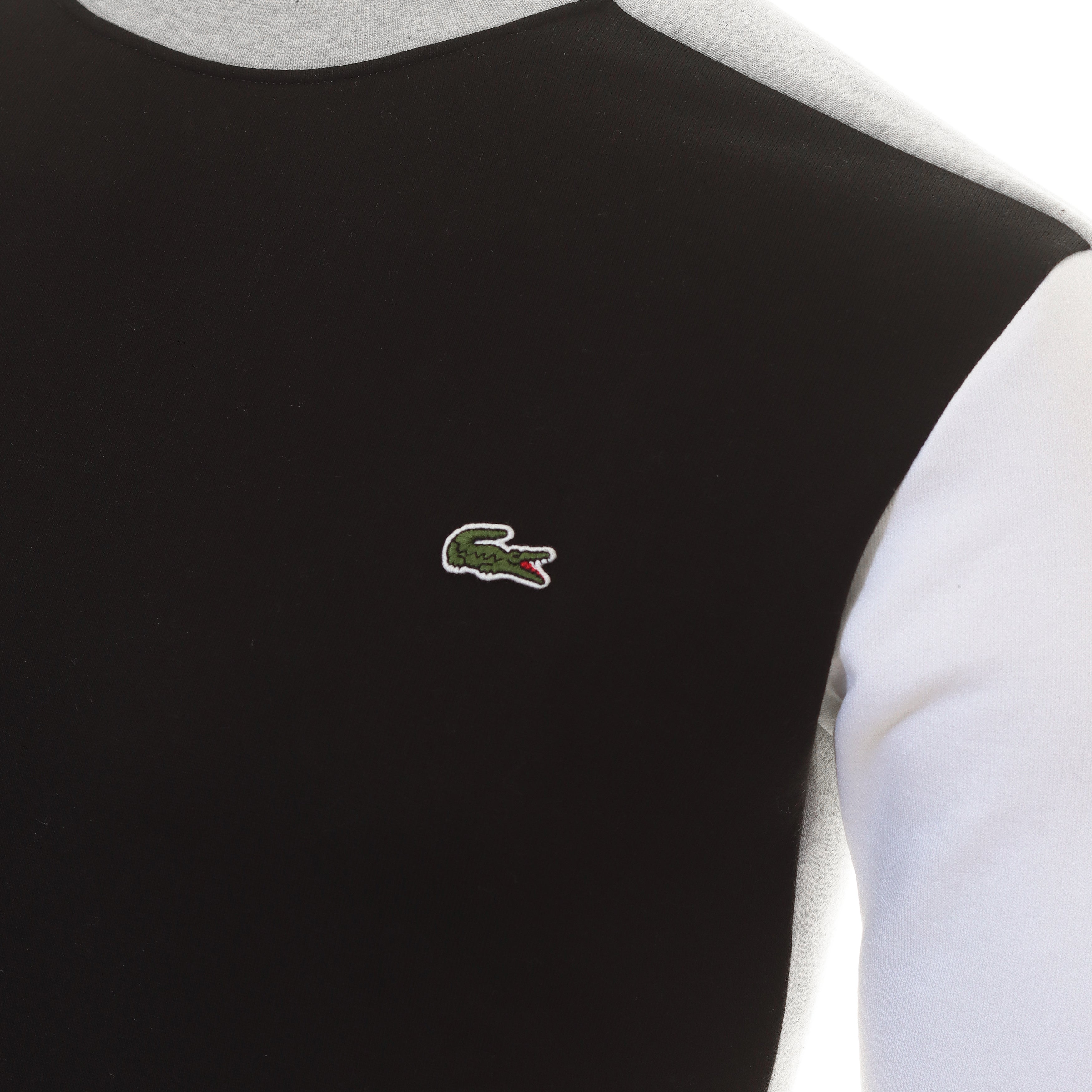 Lacoste Colourblock Crew Neck Sweater SH1299 Black Grey Chine EQD ...
