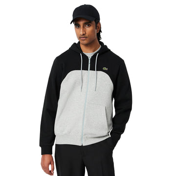 Lacoste Colourblock Full Zip Hoodie Grey Chine/Black LY3