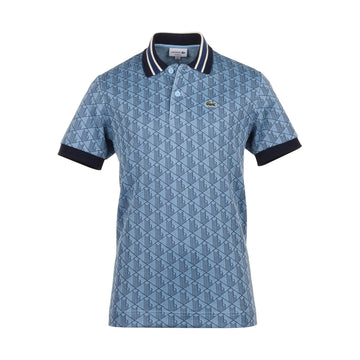 Lacoste Contrast Collar Monogram Polo Shirt FA24 Light Blue/Blue I8K