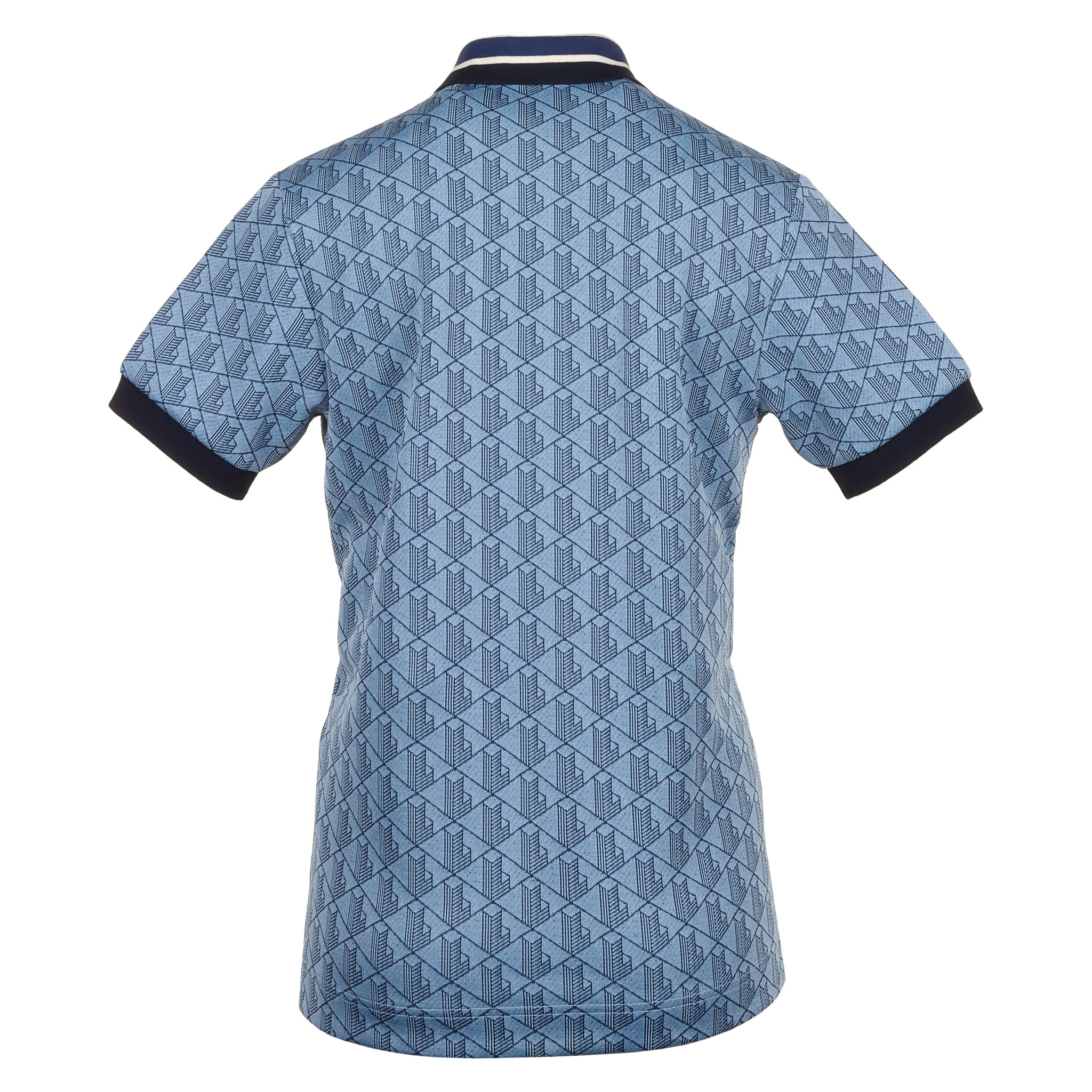 Lacoste Contrast Collar Monogram Polo Shirt FA24 Light Blue/Blue I8K