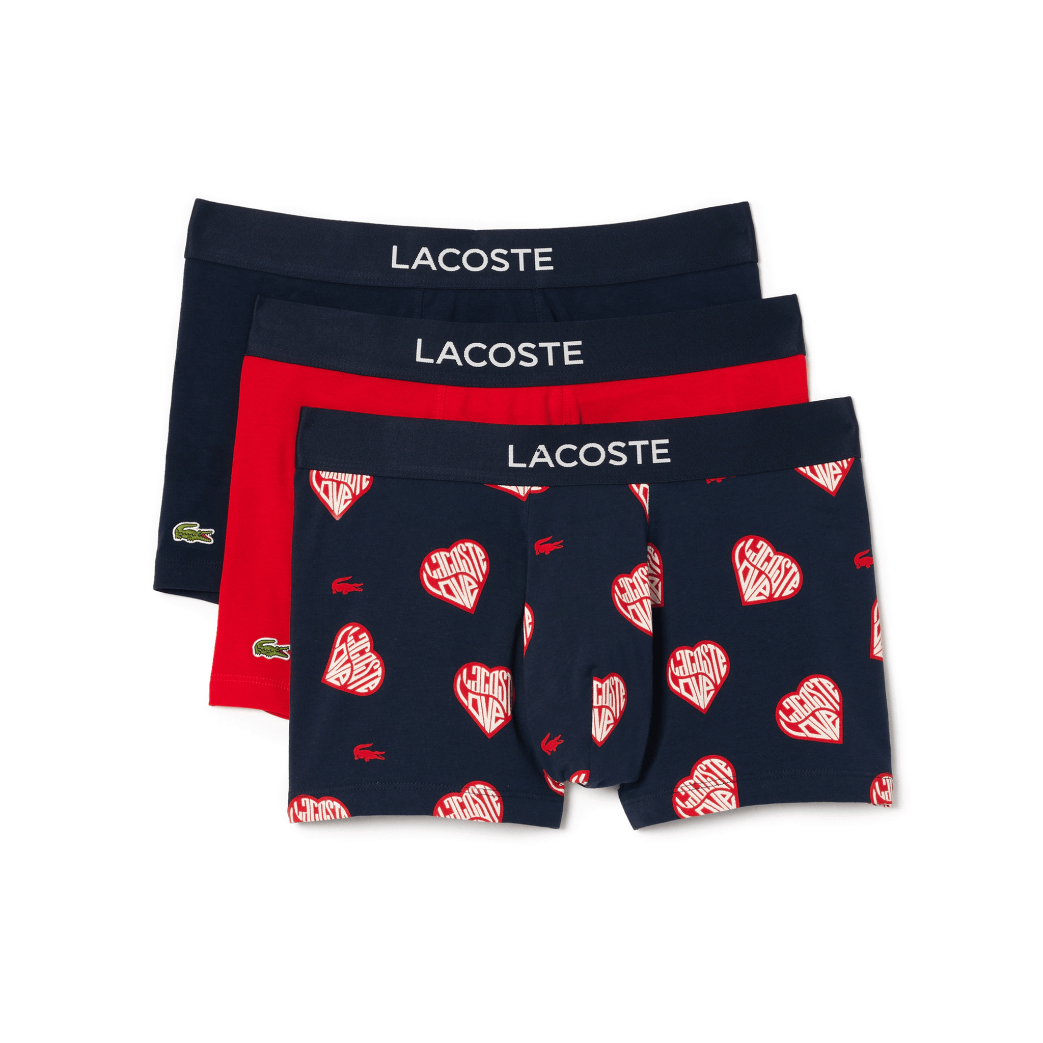 Lacoste Cotton Stretch Trunk 3-Pack Red/White/Navy 9FQ