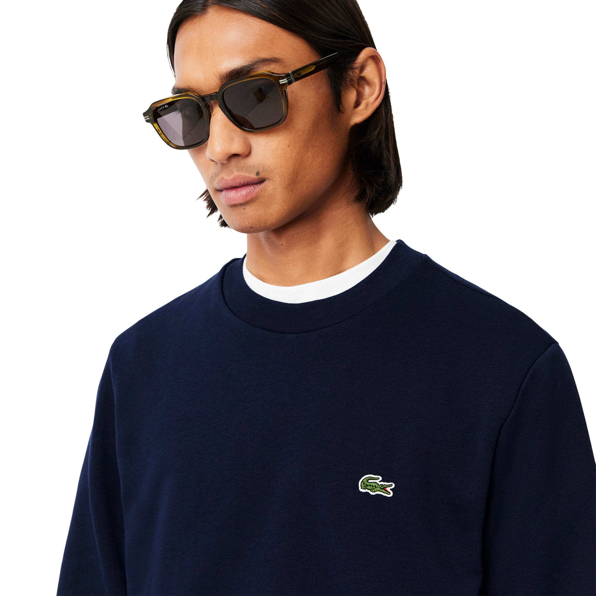 Lacoste Crew Neck Fleece Sweater - Navy 166 - SH9608-166 