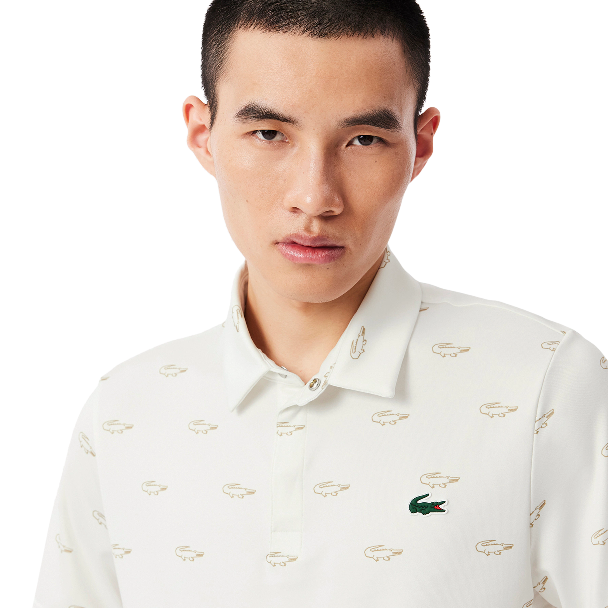 Lacoste Golf All Over Printed Polo Shirt White/Beige 4KF