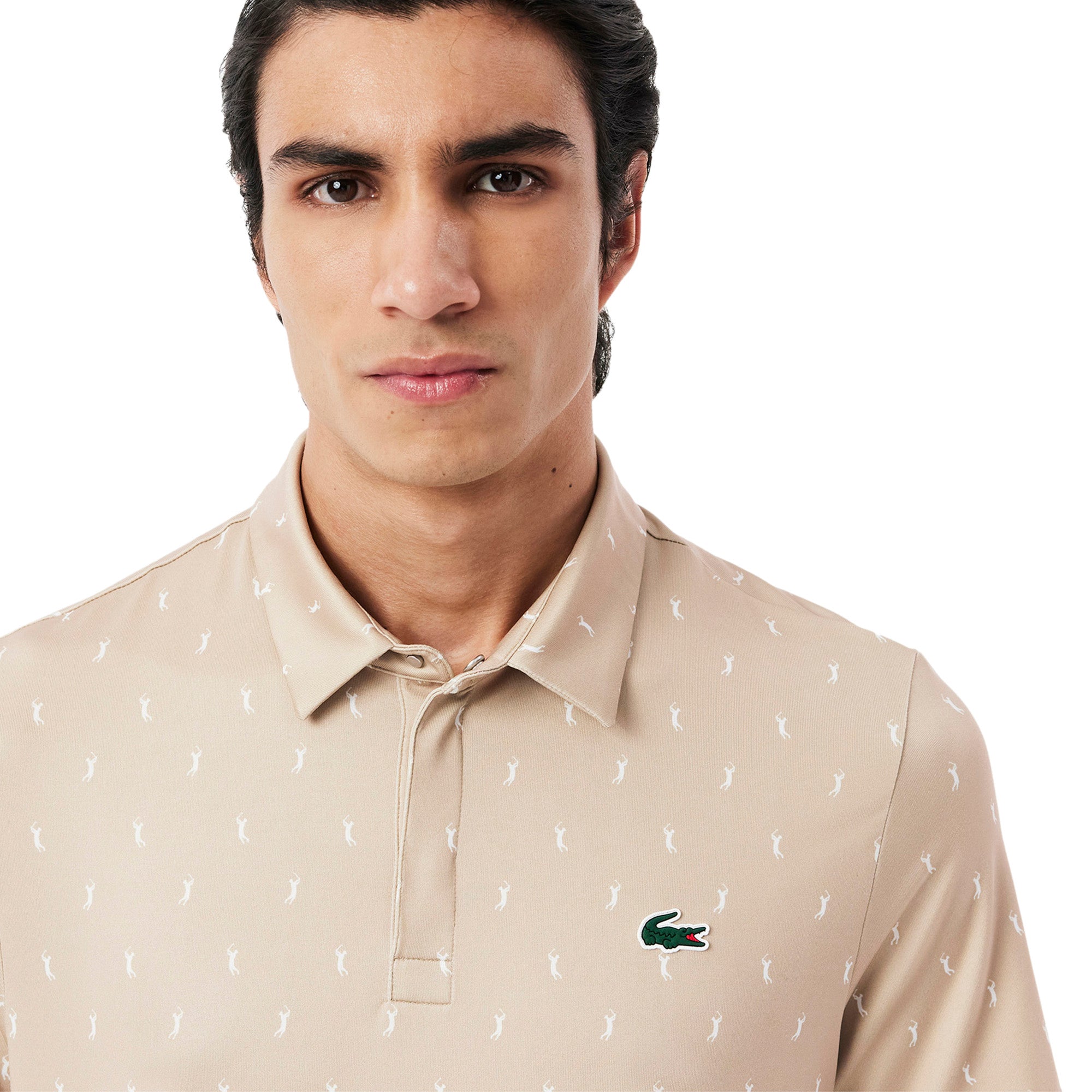 Lacoste Golf All Over Printed Polo Shirt Beige