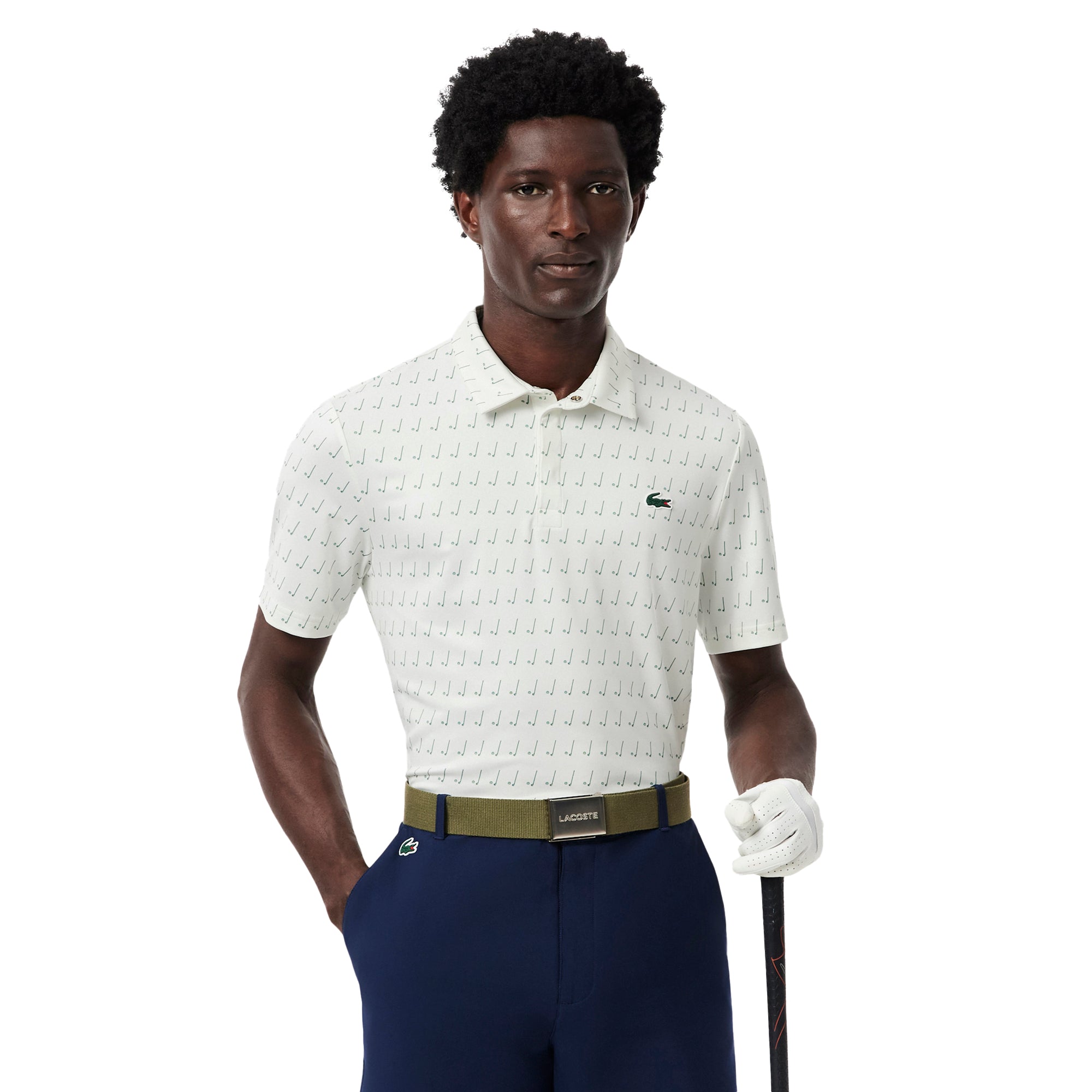 Lacoste Golf All Over Printed Polo Shirt White Green 8IG DH5175 8IG Lacoste Golf All Over Printed Polo Shirt White Green 8IG DH5175 8IG