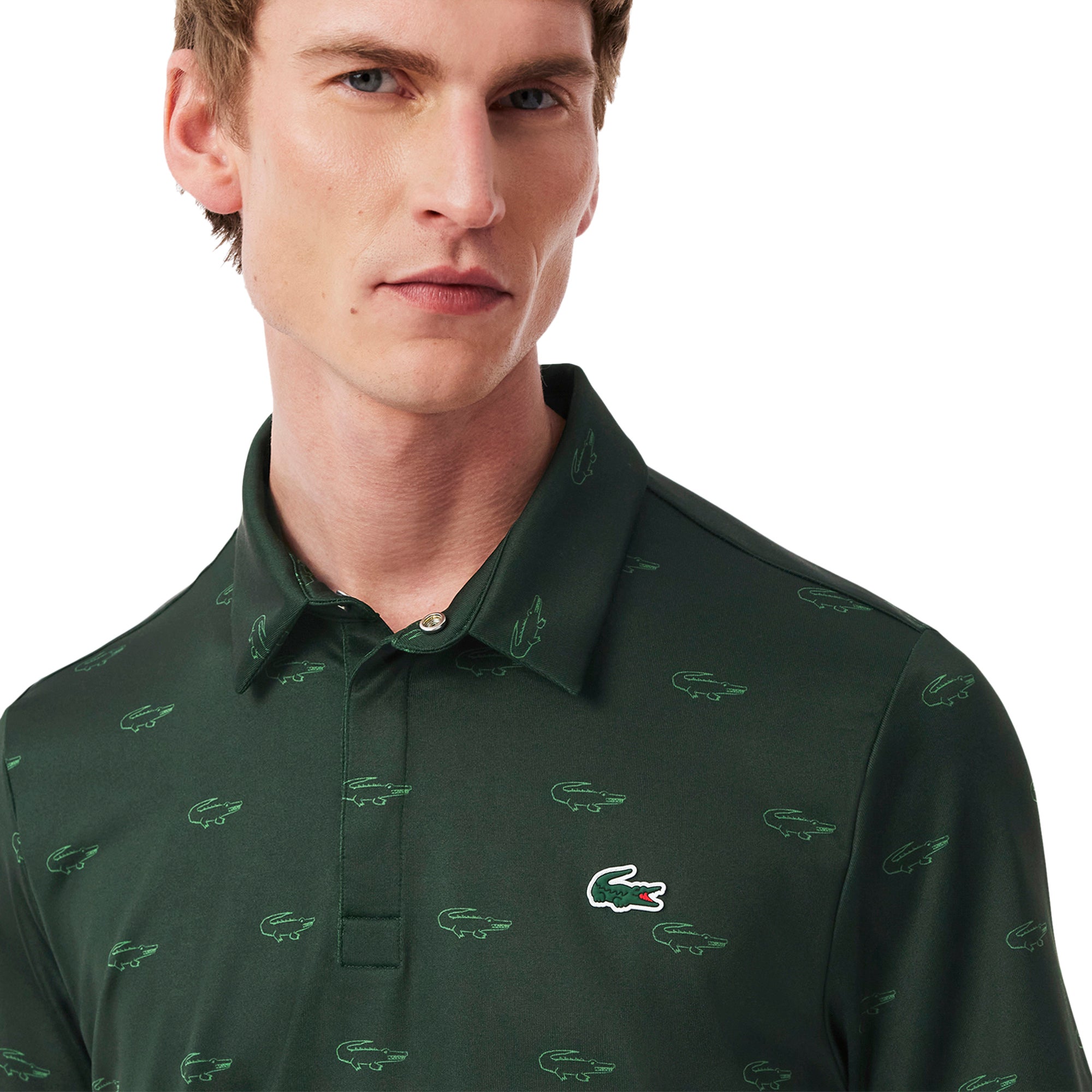 Lacoste Golf All Over Printed Polo Shirt Green