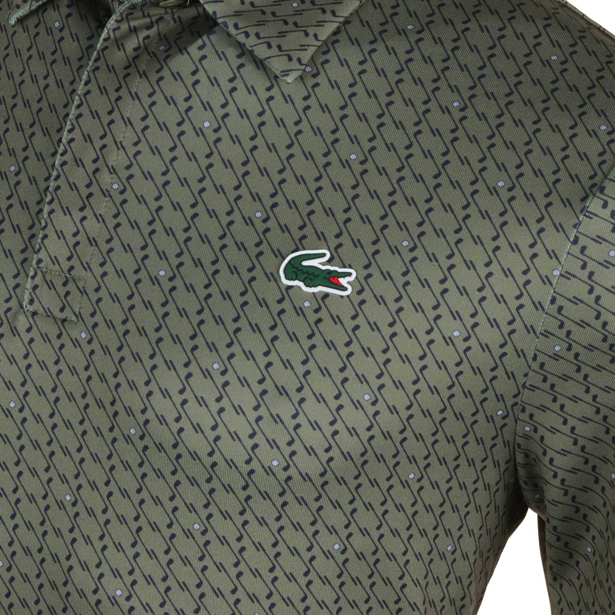 Lacoste Golf All Over Printed Polo Shirt Khaki/Navy I9C