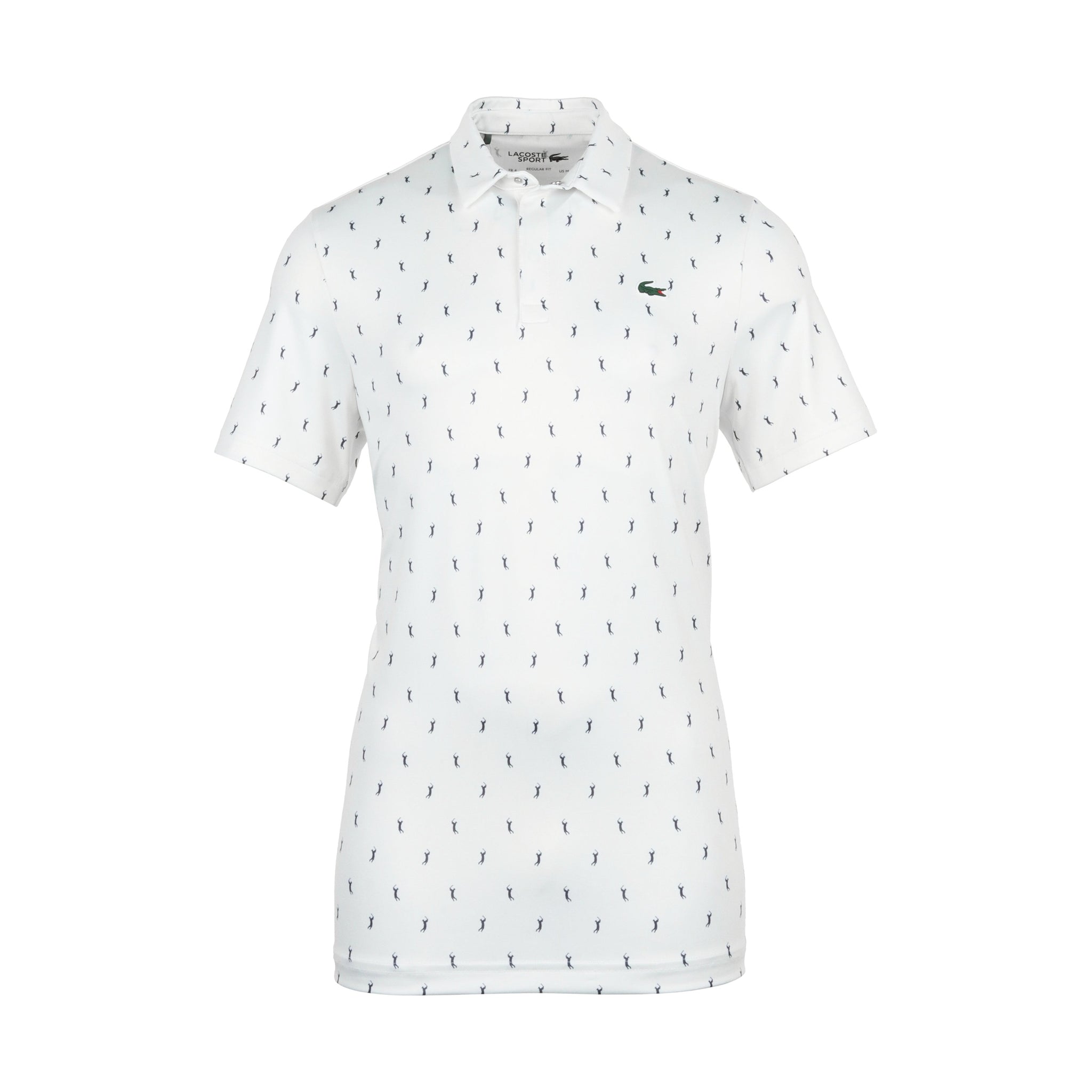 Lacoste Golf All Over Printed Polo Shirt White/Navy U8Z
