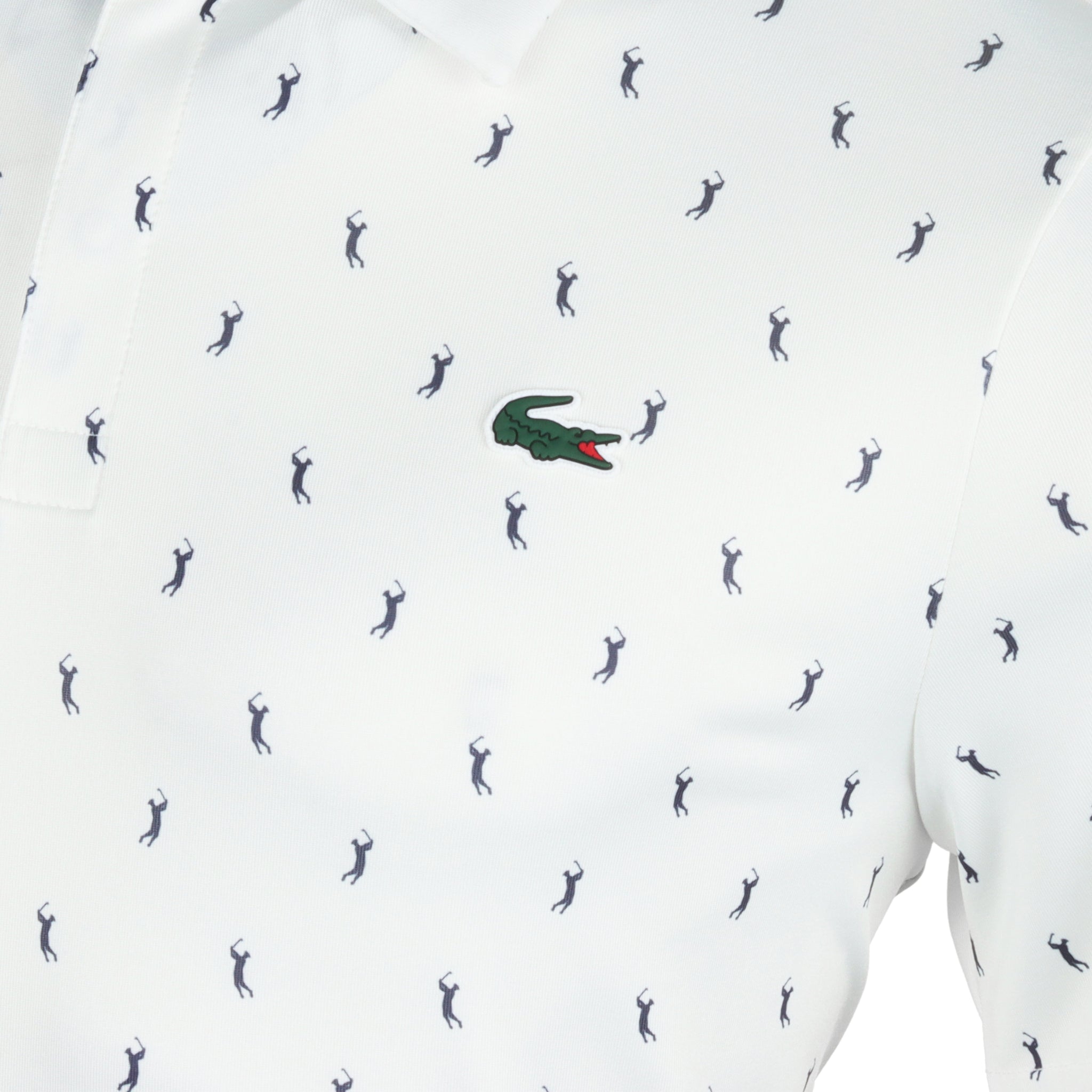Lacoste Golf All Over Printed Polo Shirt White/Navy U8Z