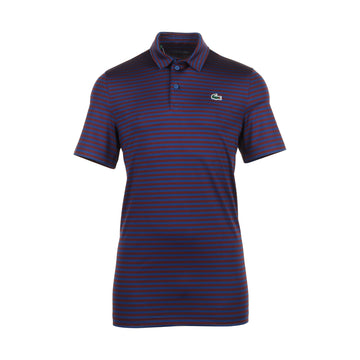 Lacoste Golf All Over Stripe Polo Shirt Navy/Expresso I9F