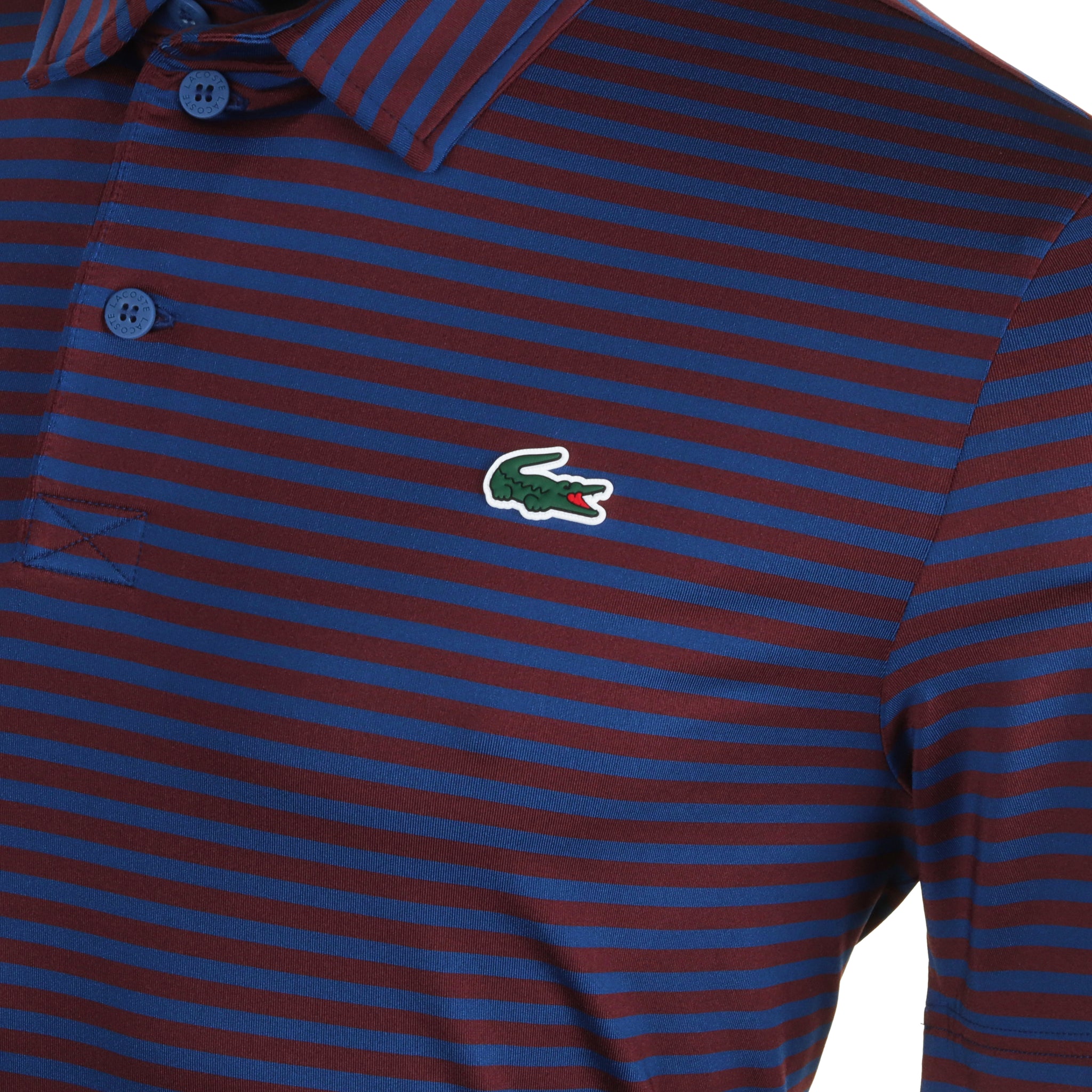 Lacoste Golf All Over Stripe Polo Shirt Navy/Expresso I9F
