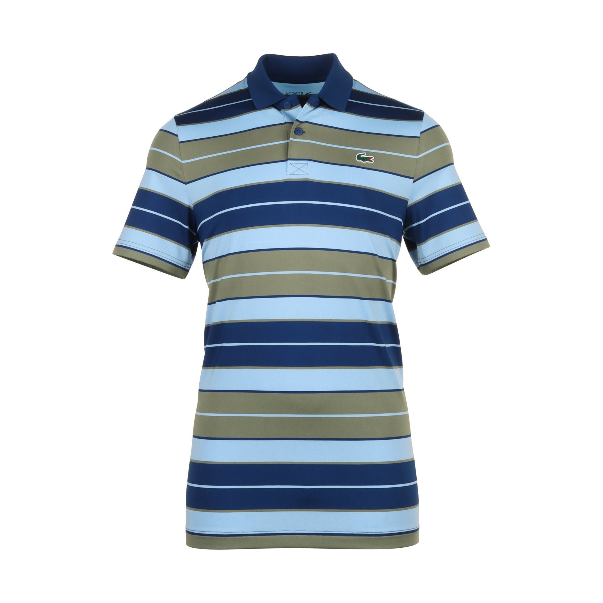 Lacoste Golf Block Stripe Polo Shirt Khaki/Overview/Globe I9D