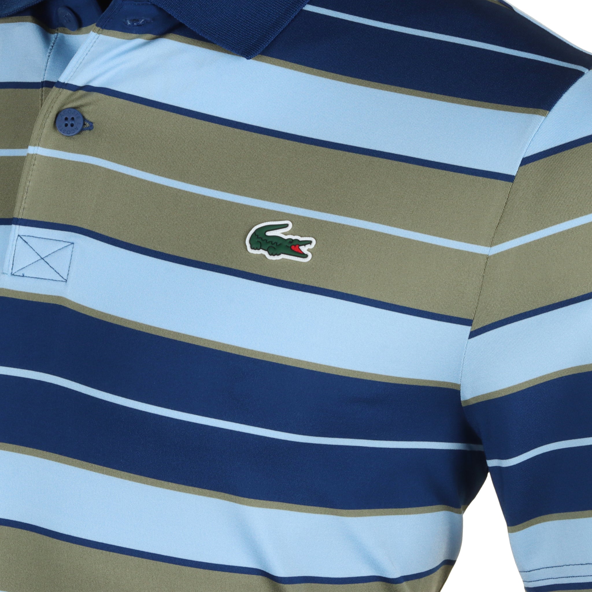Lacoste Golf Block Stripe Polo Shirt Khaki/Overview/Globe I9D