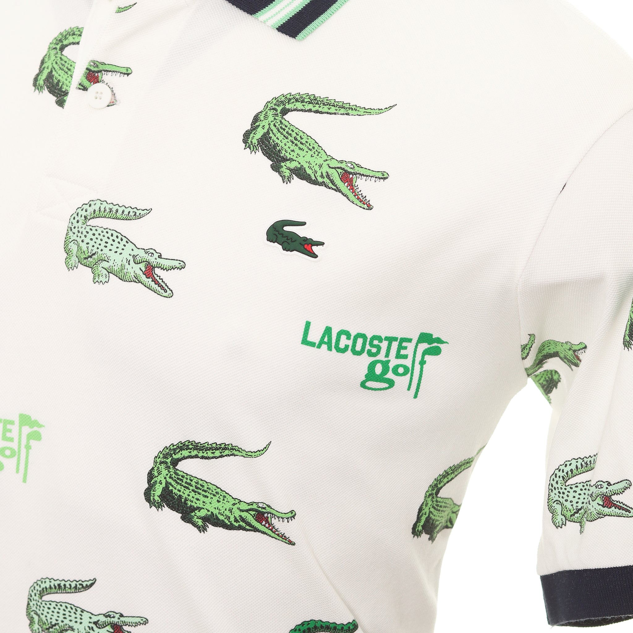 Lacoste Golf Crocodile Polo Shirt DH5181 White Green XIB Function18
