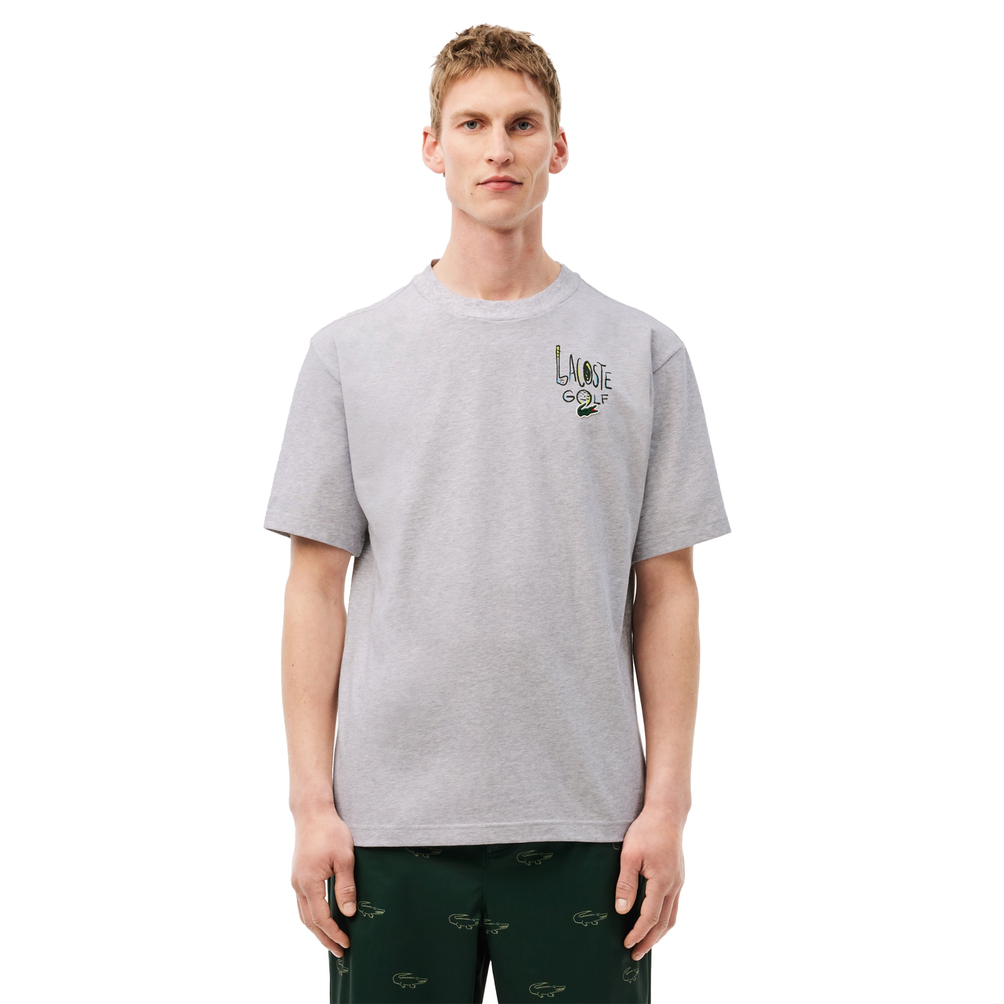 Lacoste Golf Print Tee Shirt Silver Chine CCA