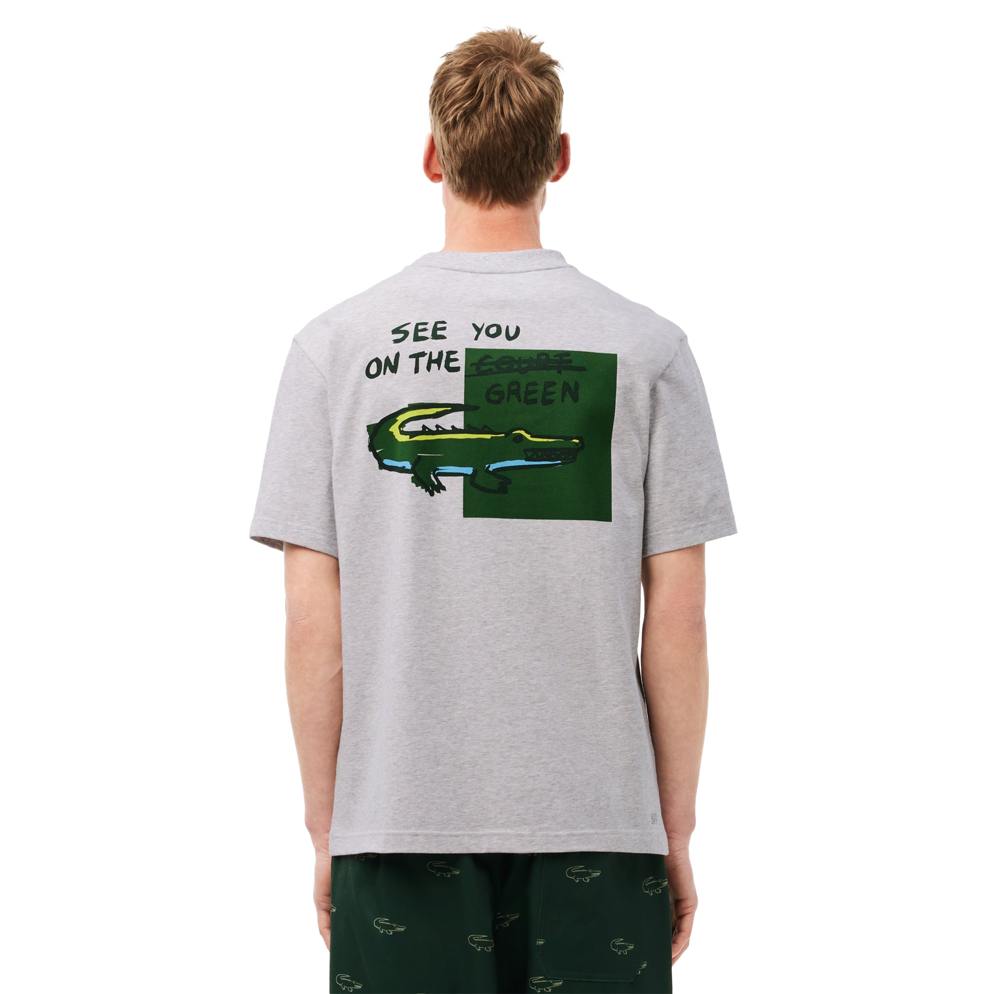 Lacoste Golf Print Tee Shirt Silver Chine CCA