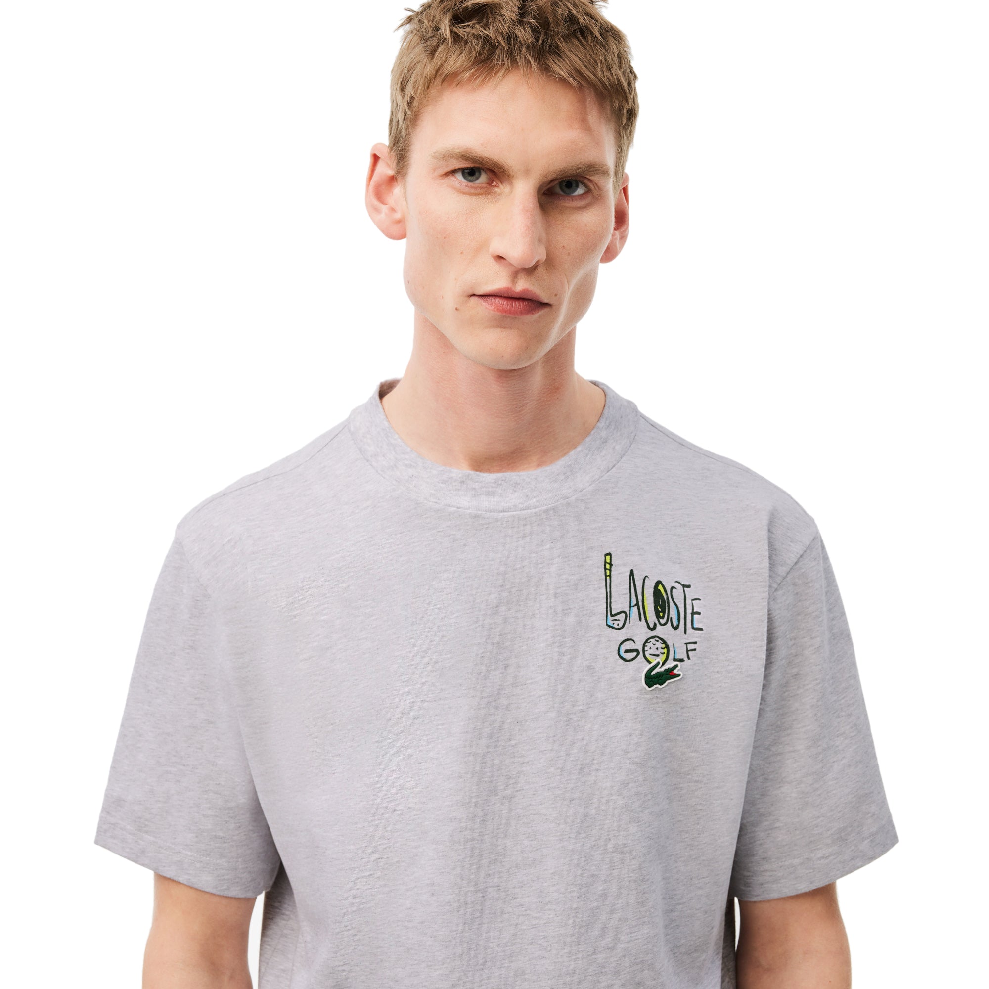 Lacoste Golf Print Tee Shirt Silver Chine CCA