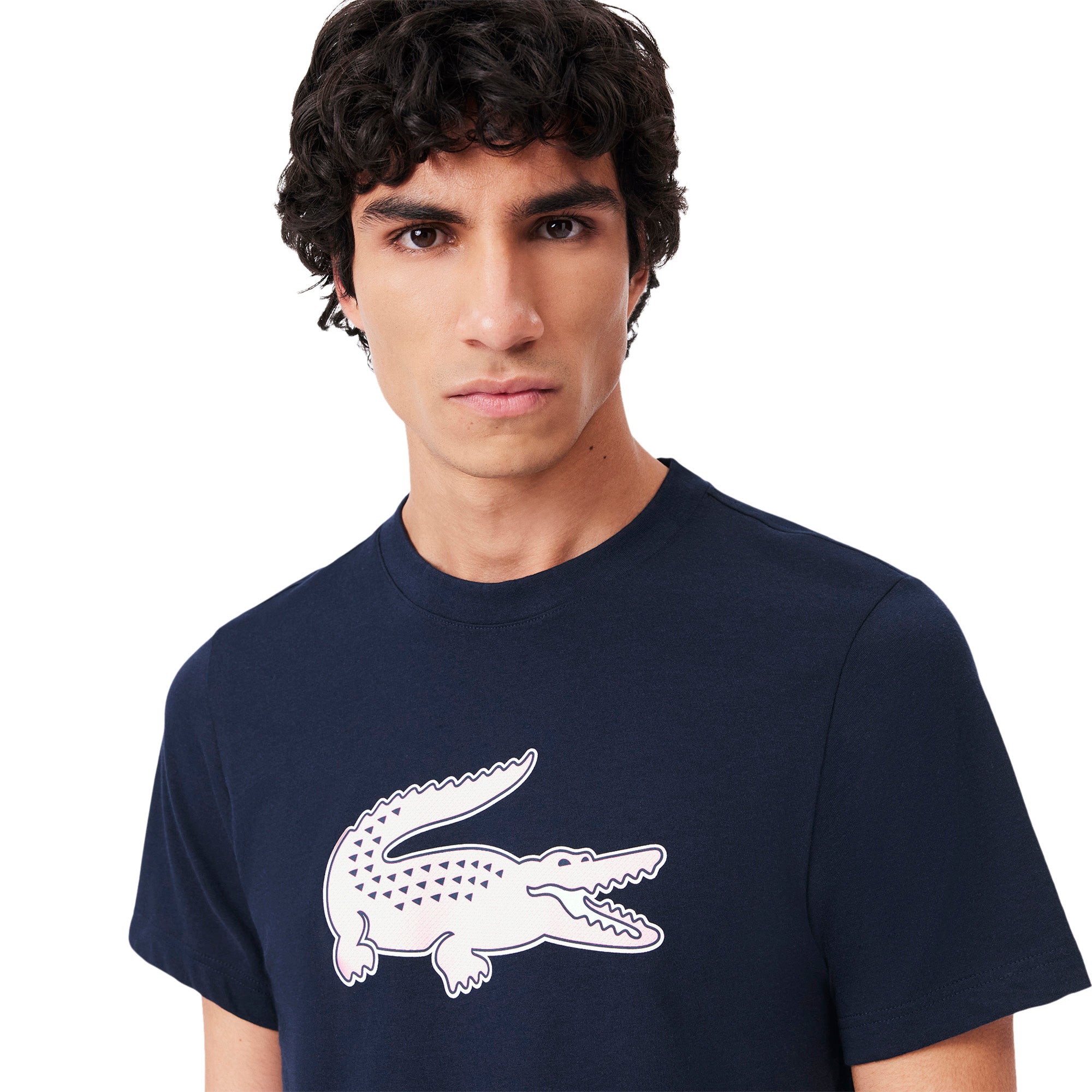 Lacoste Large Croc Print Tee Shirt Navy/White 525