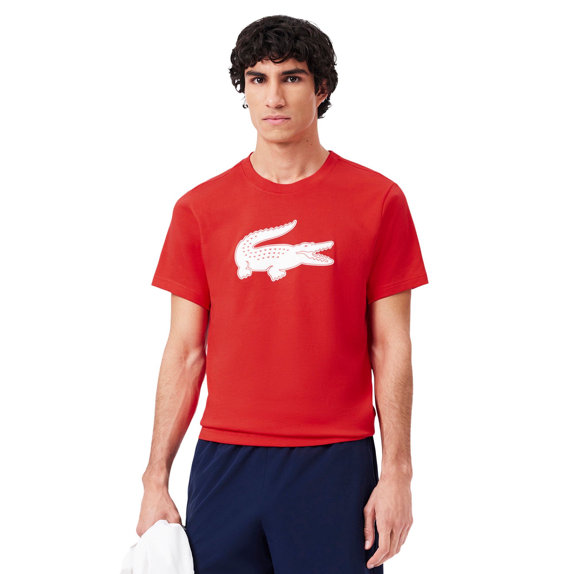 Lacoste Large Croc Print Tee Shirt Red/White A3f
