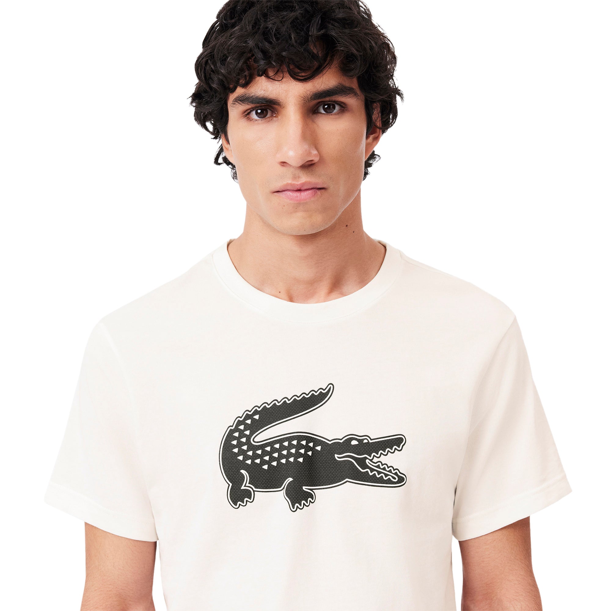 Lacoste Large Croc Print Tee Shirt White/Black AU8