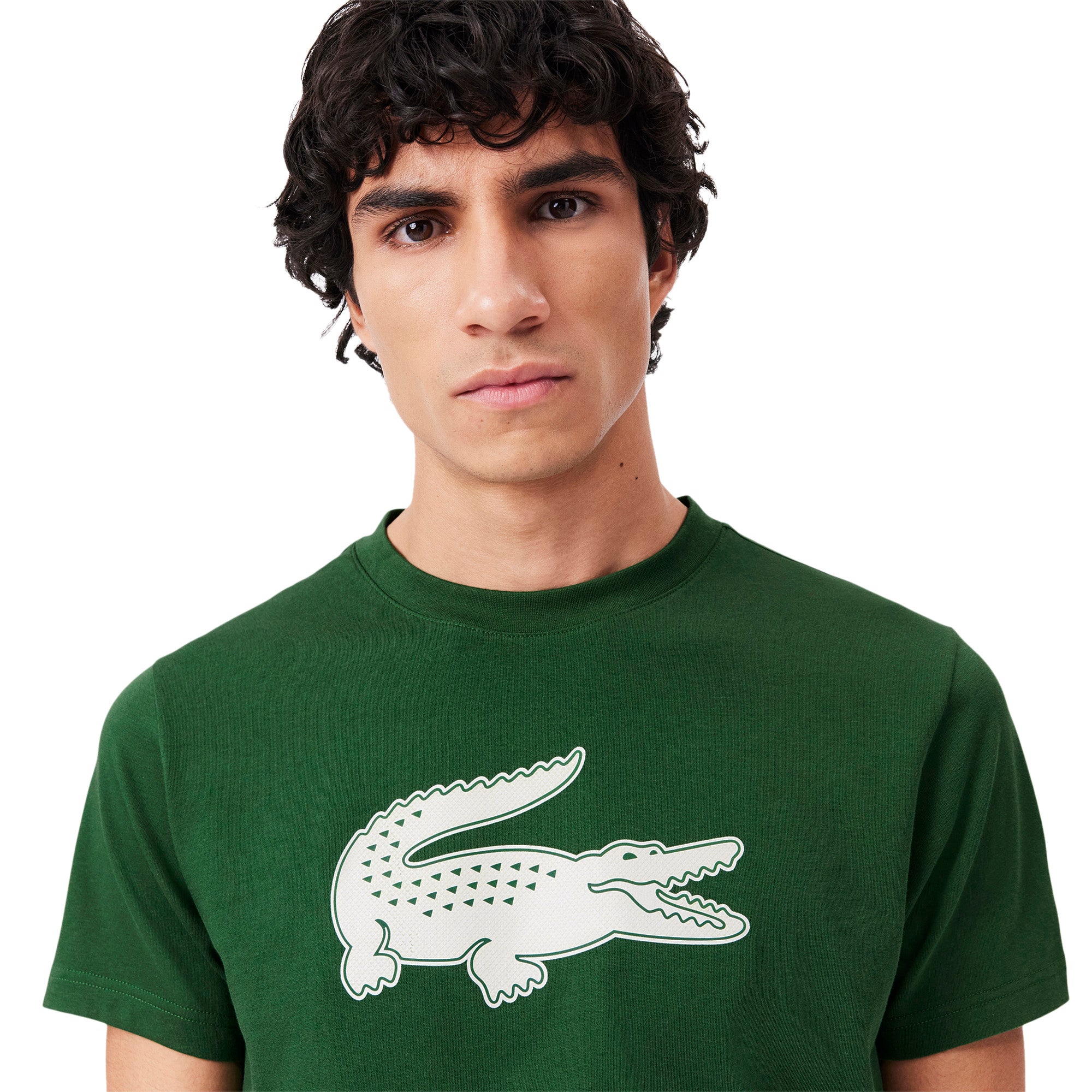 Lacoste Large Croc Print Tee Shirt Green/White YRR