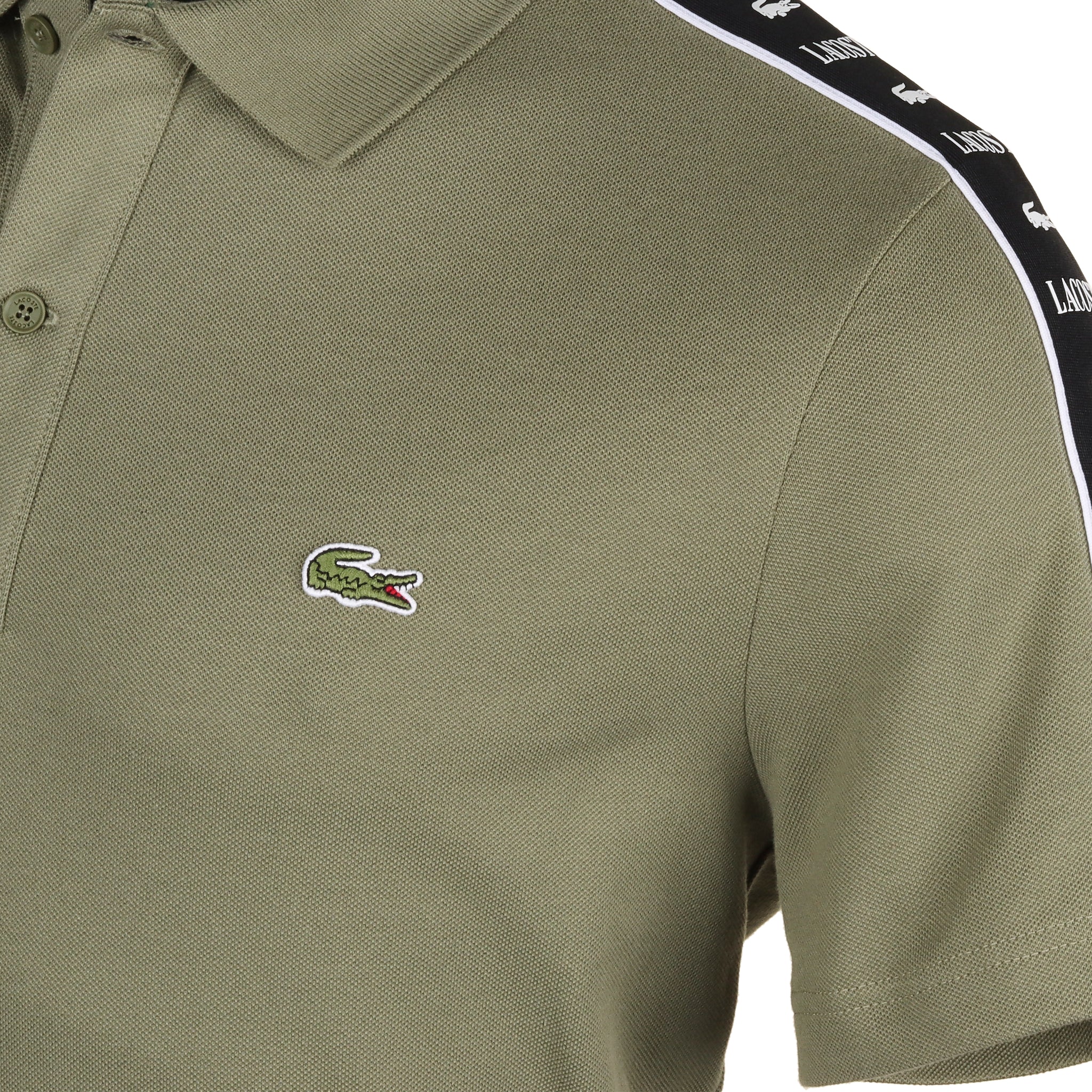 Lacoste Logo Stripe Pique Polo Shirt FA24 Khaki BMY