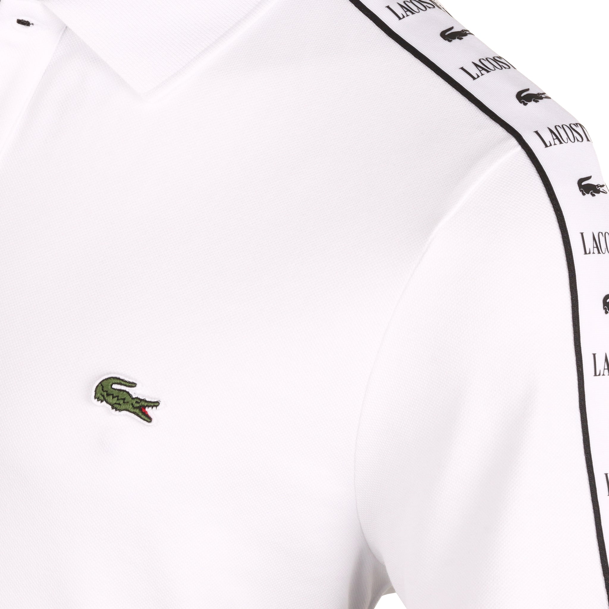 Lacoste Logo Stripe Pique Polo Shirt SS24 White 001 