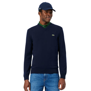 Lacoste Monochrome Cotton V-Neck Sweater