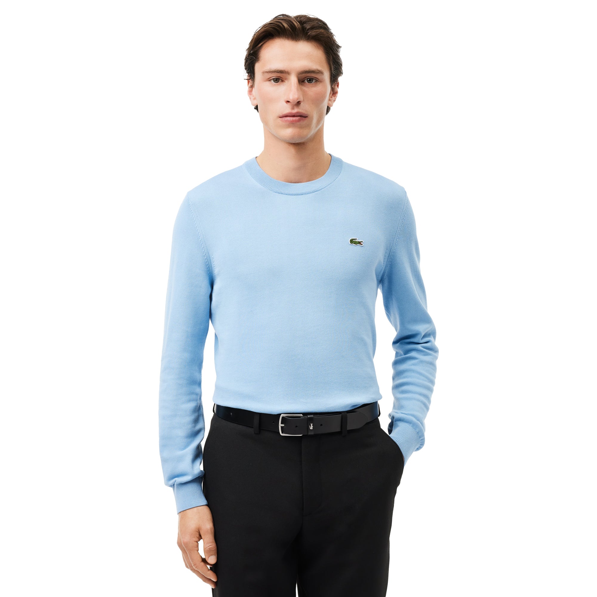 Lacoste Organic Cotton Crew Sweater - Pale Blue HBP - AH1985-HBP ...