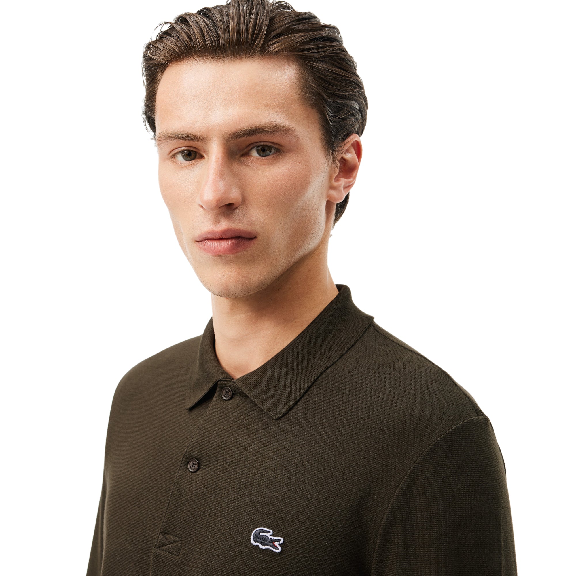 Lacoste Organic Cotton Stretch Long Sleeve Polo Shirt Sapwood L7A