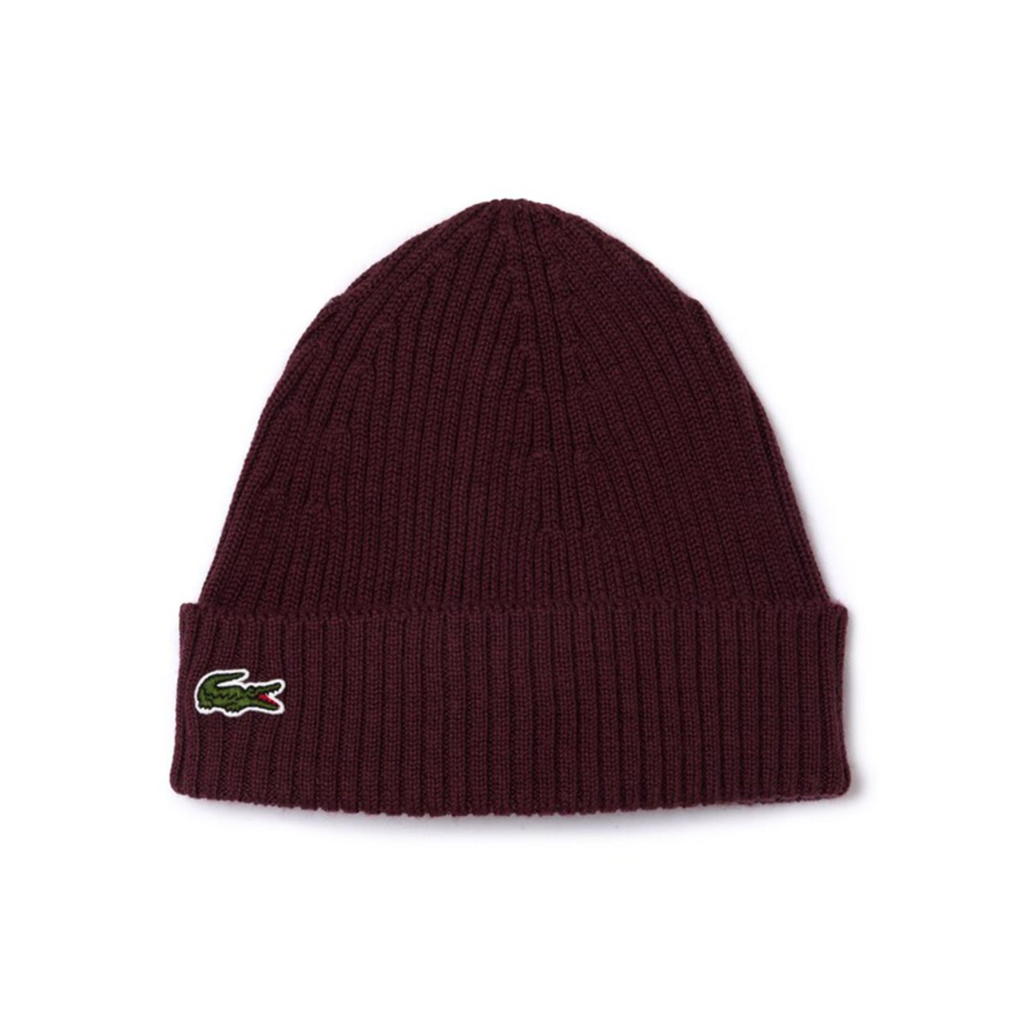 Lacoste Ribbed Wool Beanie Hat Expresso BZD