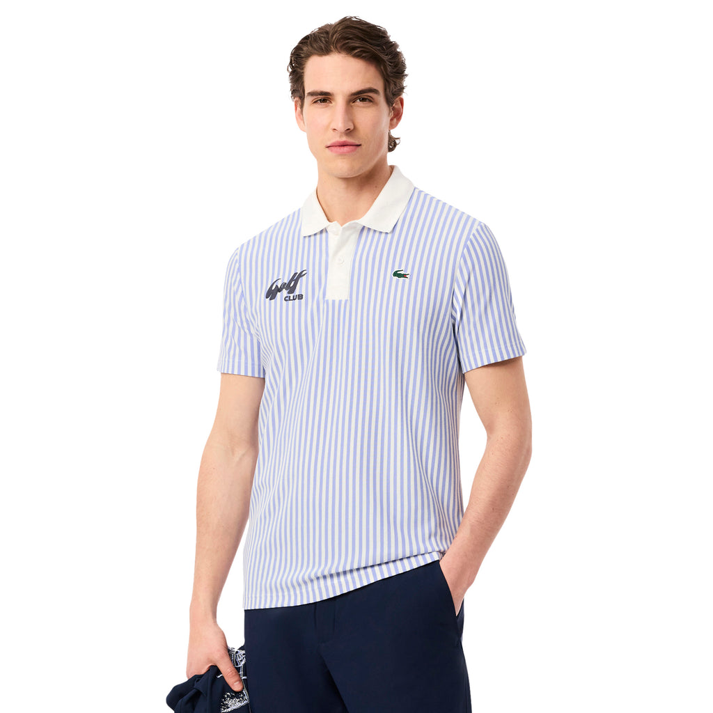 Lacoste Striped Golf Polo Shirt Blue/White A7I DH4803-A7I